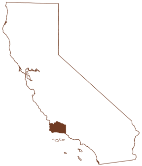 Map of California with Santa Barbra County highlighted
